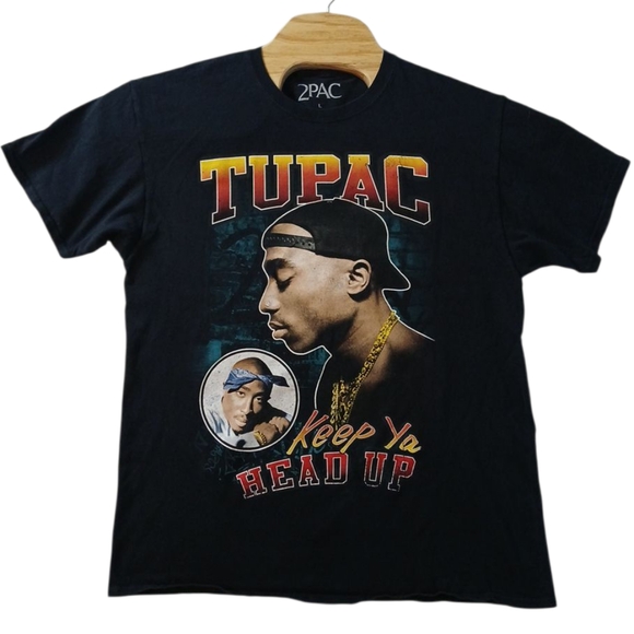 Tupac "Keep‎ Ya Head Up" Graphic Tee Large Crew Neck Black - Picture 2 of 5